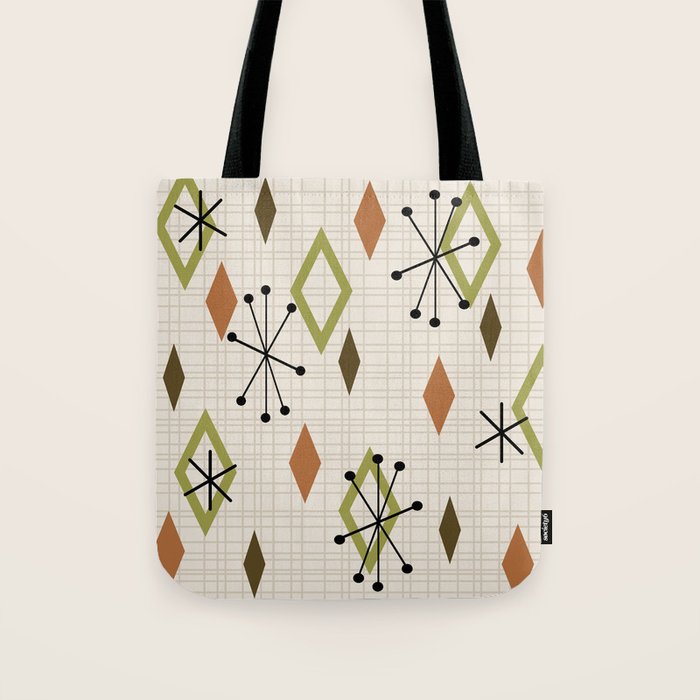 Mid Century Modern Diamonds nature Earth Tones Tote Bag Gallery Image 1