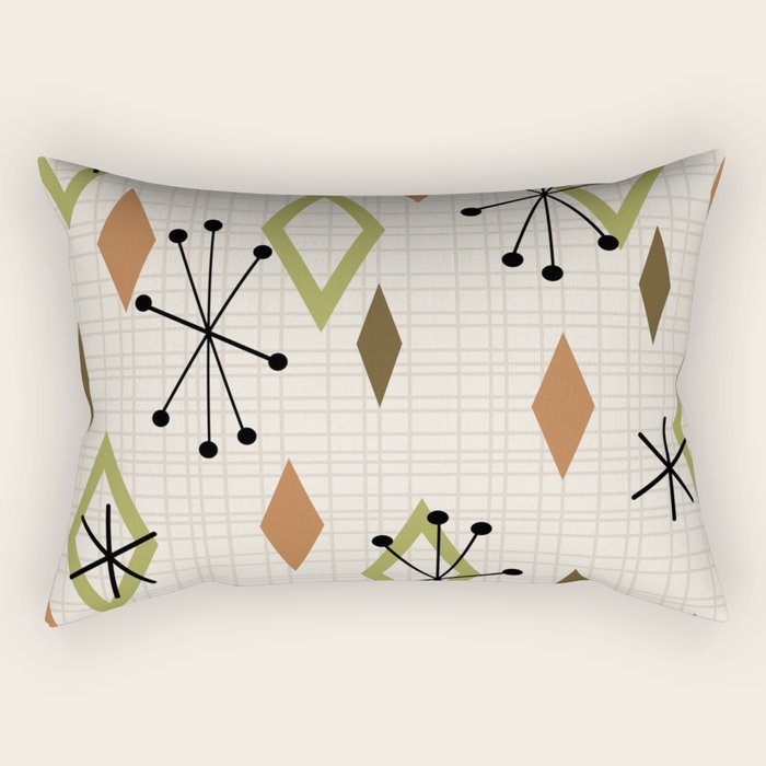 Mid Century Modern Diamonds nature Earth Tones Rectangular Pillow Gallery Image 1