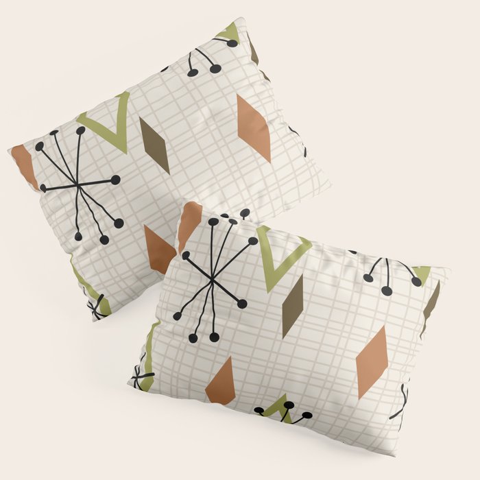 Mid Century Modern Diamonds nature Earth Tones Pillow Sham Gallery Image 3