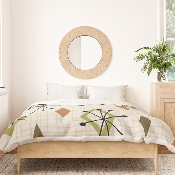 Mid Century Modern Diamonds nature Earth Tones Duvet Cover Gallery Image 3
