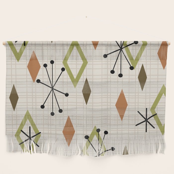 Mid Century Modern Diamonds nature Earth Tones Wall Hanging Gallery Image 1