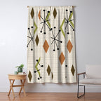 Mid Century Modern Diamonds nature Earth Tones Window Curtain Gallery Image 5
