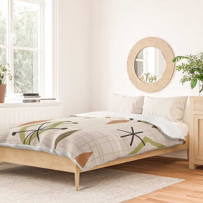 Mid Century Modern Diamonds nature Earth Tones Duvet Cover Gallery Image 2