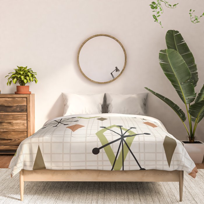Mid Century Modern Diamonds nature Earth Tones Comforter Gallery Image 3