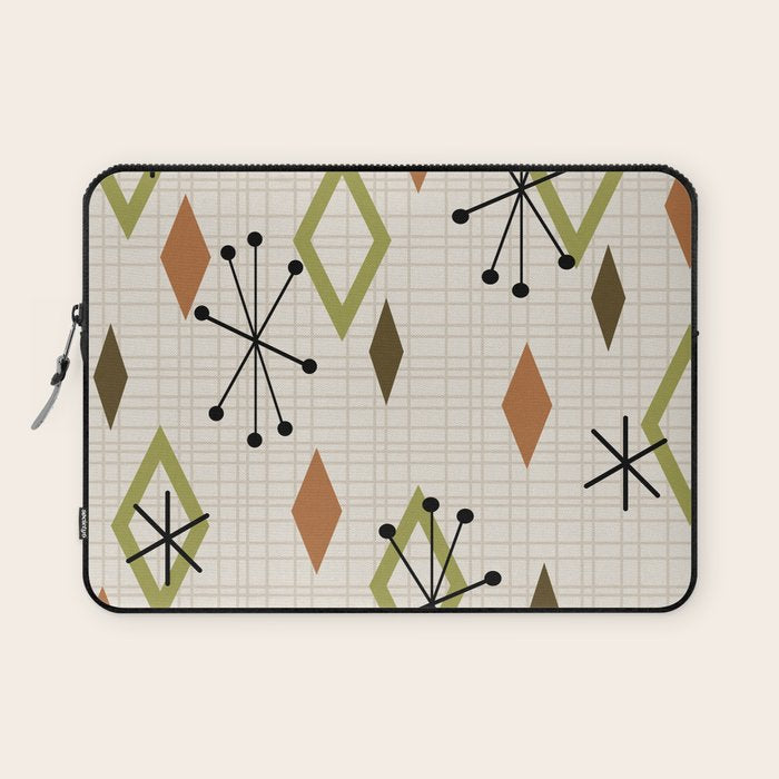 Mid Century Modern Diamonds nature Earth Tones Laptop Sleeve Gallery Image 1