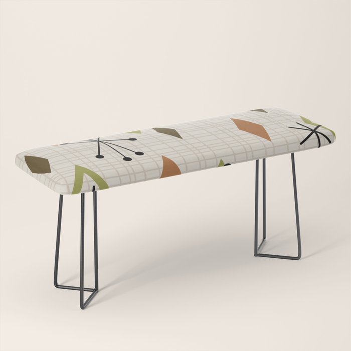 Mid Century Modern Diamonds nature Earth Tones Bench Gallery Image 1