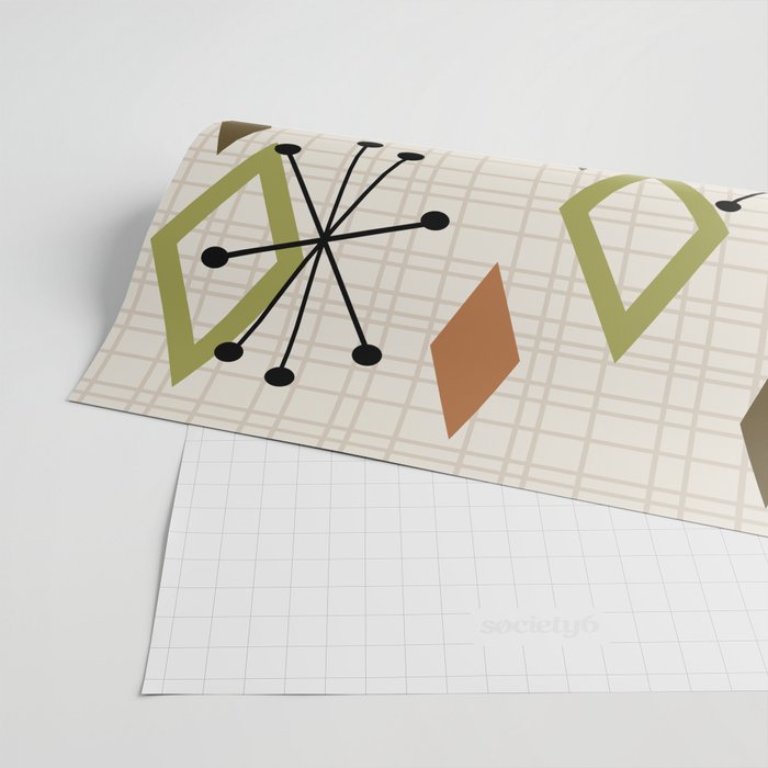 Mid Century Modern Diamonds nature Earth Tones Wrapping Paper Gallery Image 2