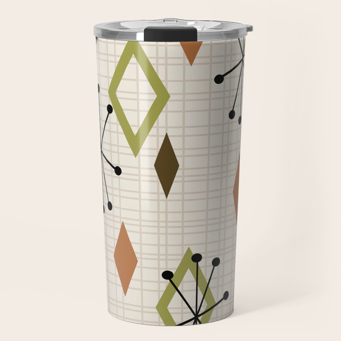 Mid Century Modern Diamonds nature Earth Tones Travel Mug Gallery Image 1