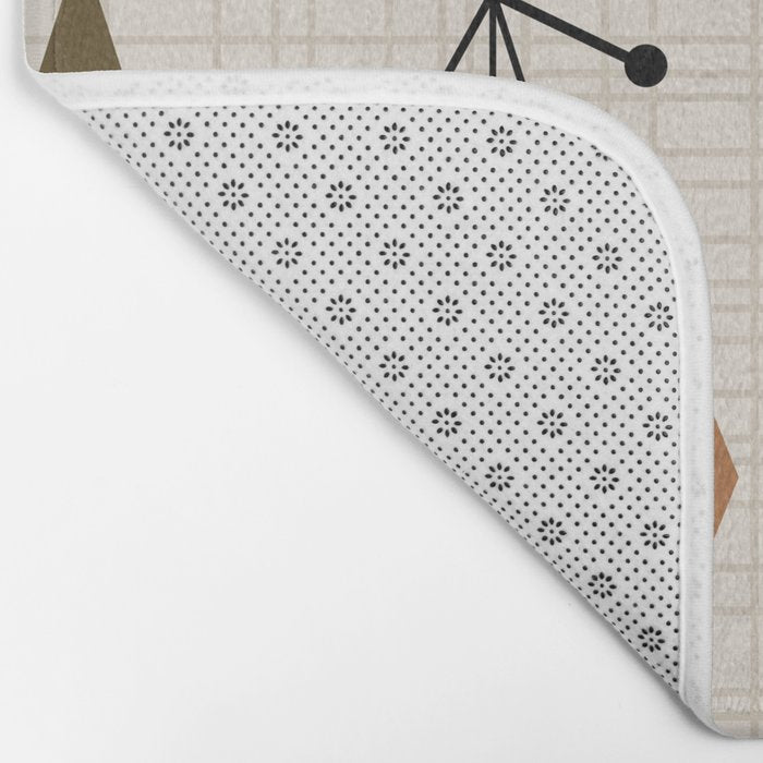 Mid Century Modern Diamonds nature Earth Tones Bath Mat Gallery Image 2