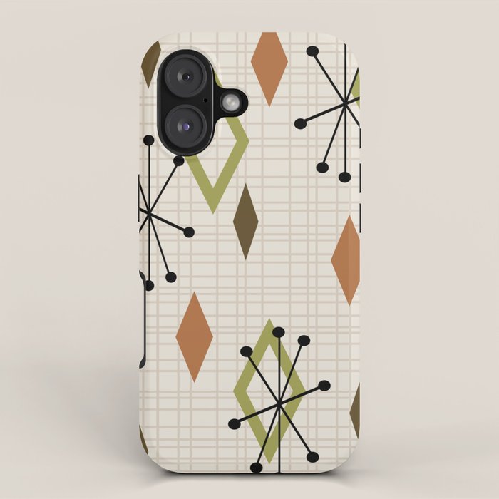 Mid Century Modern Diamonds nature Earth Tones iPhone Case Gallery Image 1