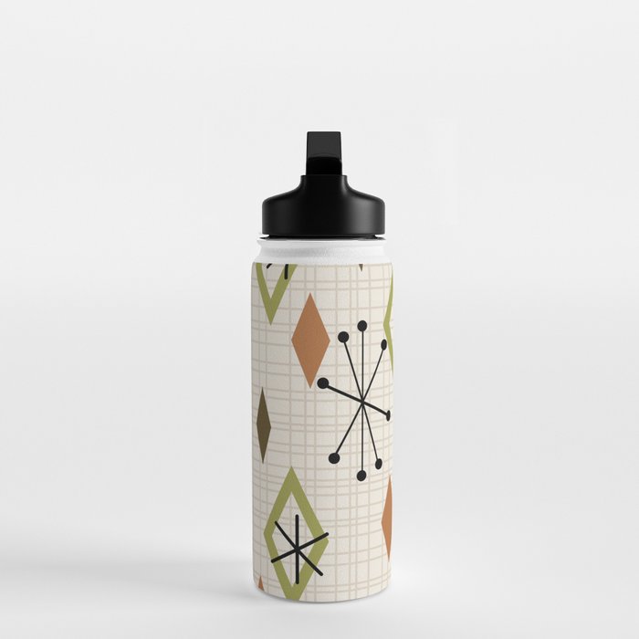 Mid Century Modern Diamonds nature Earth Tones Water Bottle Gallery Image 3