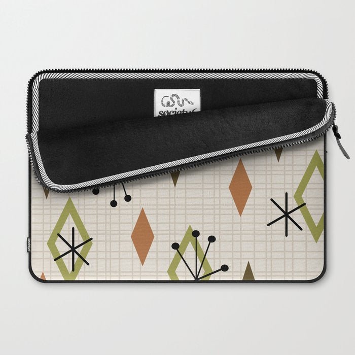 Mid Century Modern Diamonds nature Earth Tones Laptop Sleeve Gallery Image 2