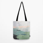 Farmland Sunset II - Seafoam Green Mint Black Blush Pink Abstract Nature Land Art Painting Tote Bag Gallery Image 2