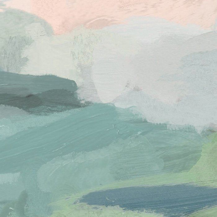 Farmland Sunset II - Seafoam Green Mint Black Blush Pink Abstract Nature Land Art Painting Coffee Mug Gallery Image 2