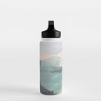 Farmland Sunset II - Seafoam Green Mint Black Blush Pink Abstract Nature Land Art Painting Water Bottle Gallery Image 3