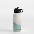 Farmland Sunset II - Seafoam Green Mint Black Blush Pink Abstract Nature Land Art Painting Water Bottle Gallery Image 1