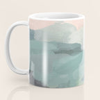 Farmland Sunset II - Seafoam Green Mint Black Blush Pink Abstract Nature Land Art Painting Coffee Mug Gallery Image 3