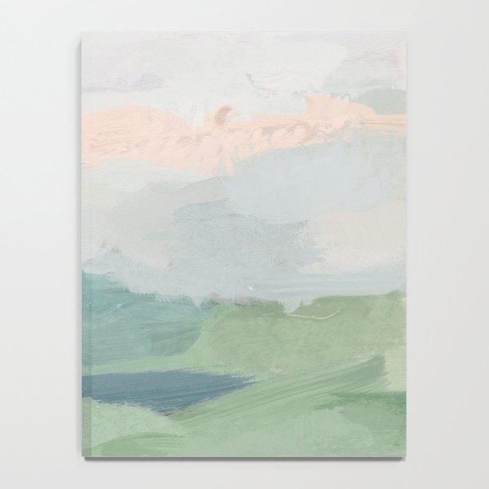 Farmland Sunset II - Seafoam Green Mint Black Blush Pink Abstract Nature Land Art Painting Notebook Gallery Image 4