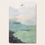 Farmland Sunset II - Seafoam Green Mint Black Blush Pink Abstract Nature Land Art Painting Cutting Board Gallery Image 1