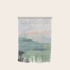 Farmland Sunset II - Seafoam Green Mint Black Blush Pink Abstract Nature Land Art Painting Wall Hanging Gallery Image 1