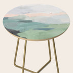 Farmland Sunset II - Seafoam Green Mint Black Blush Pink Abstract Nature Land Art Painting Side Table Gallery Image 2