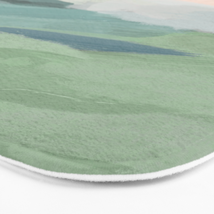 Farmland Sunset II - Seafoam Green Mint Black Blush Pink Abstract Nature Land Art Painting Bath Mat Gallery Image 3