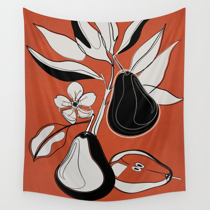Line Art Pears 2 Wall Tapestry Gallery Image 4