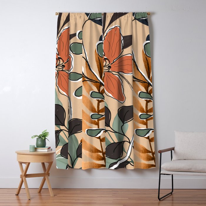 Elegant Botanical Line Art 1 Window Curtain Gallery Image 5