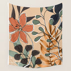 Elegant Botanical Line Art 1 Wall Tapestry Gallery Image 4