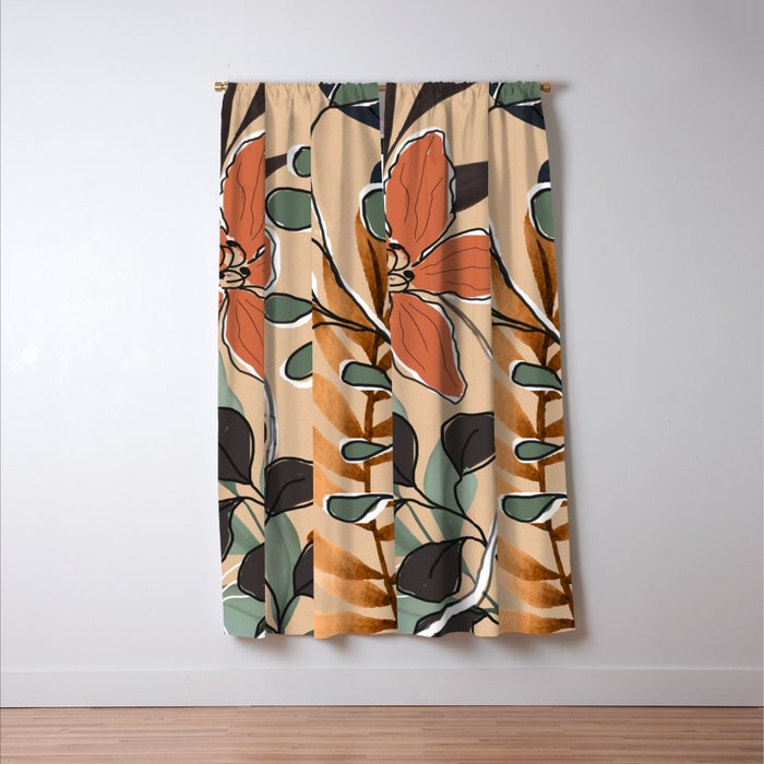 Elegant Botanical Line Art 1 Window Curtain Gallery Image 3
