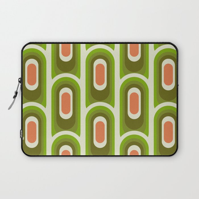 retro aesthetic 60s 70s pattern 45c green Laptop Sleeve Gallery Image 1