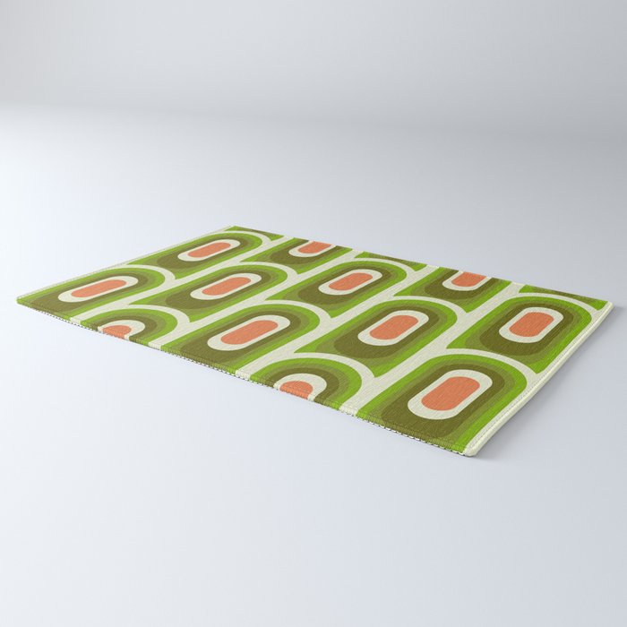 retro aesthetic 60s 70s pattern 45c green Rug Gallery Image 3