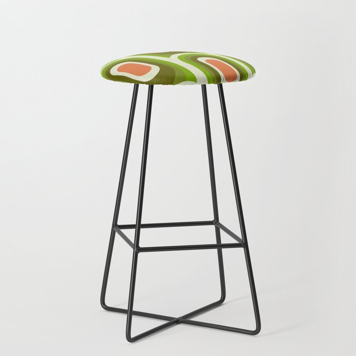 retro aesthetic 60s 70s pattern 45c green Stool Gallery Image 1