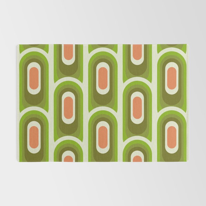 retro aesthetic 60s 70s pattern 45c green Rug Gallery Image 2