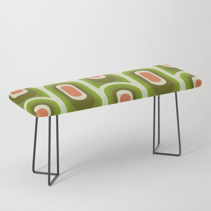 retro aesthetic 60s 70s pattern 45c green Bench Gallery Image 1