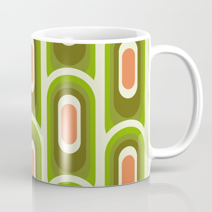 retro aesthetic 60s 70s pattern 45c green Coffee Mug Gallery Image 1