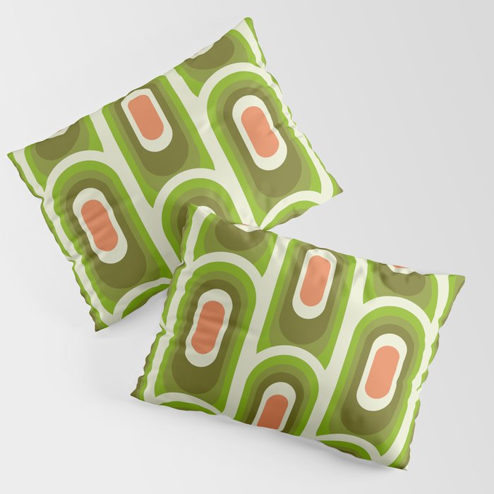retro aesthetic 60s 70s pattern 45c green Pillow Sham Gallery Image 3