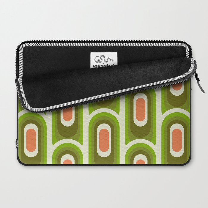 retro aesthetic 60s 70s pattern 45c green Laptop Sleeve Gallery Image 2