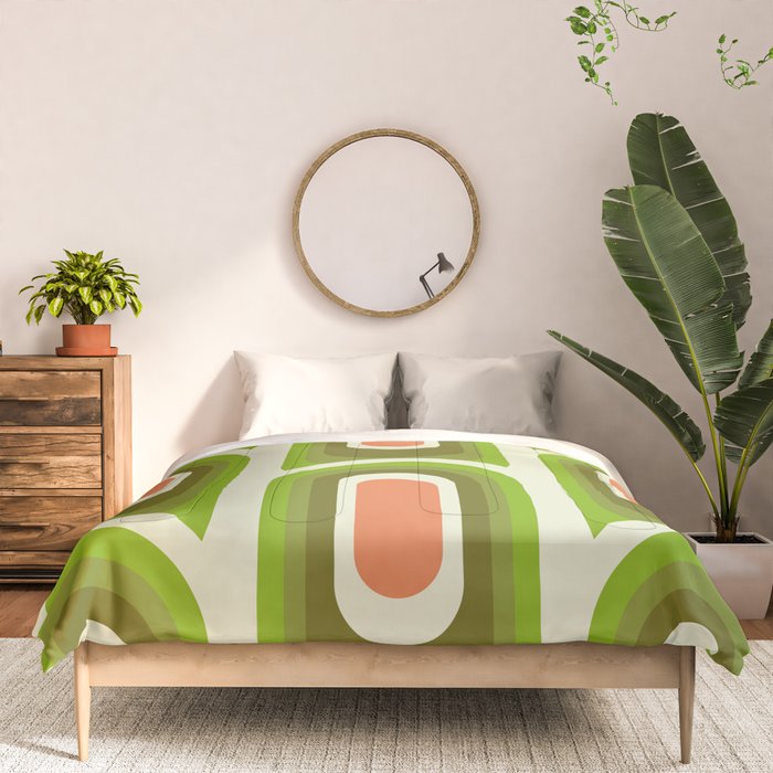 retro aesthetic 60s 70s pattern 45c green Comforter Gallery Image 3
