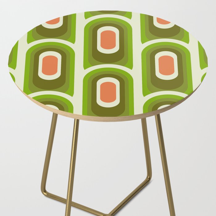 retro aesthetic 60s 70s pattern 45c green Side Table Gallery Image 2