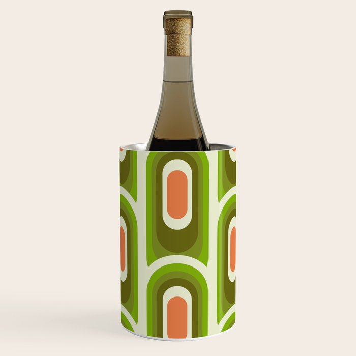 retro aesthetic 60s 70s pattern 45c green Wine Chiller Gallery Image 1