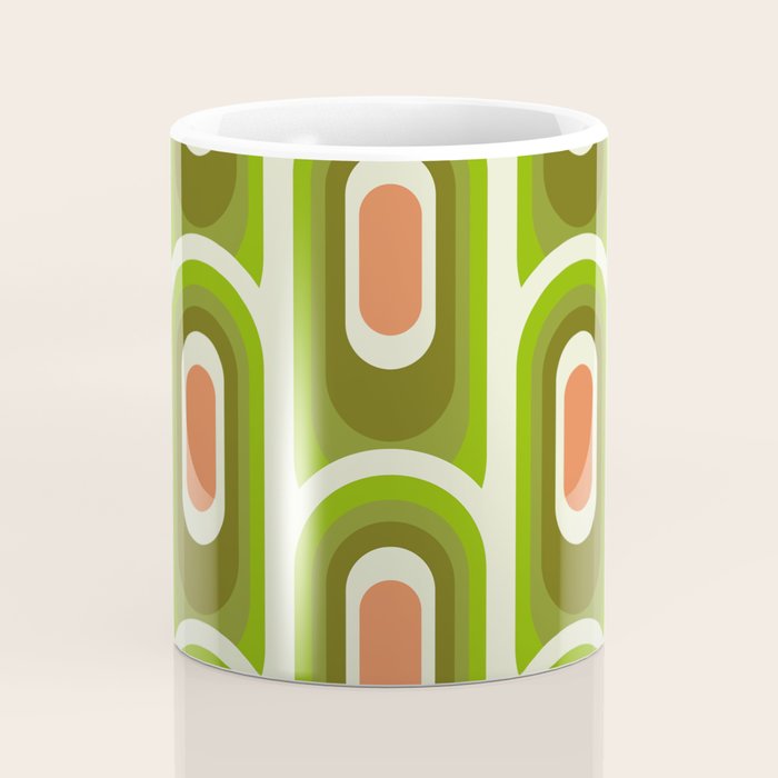 retro aesthetic 60s 70s pattern 45c green Coffee Mug Gallery Image 4