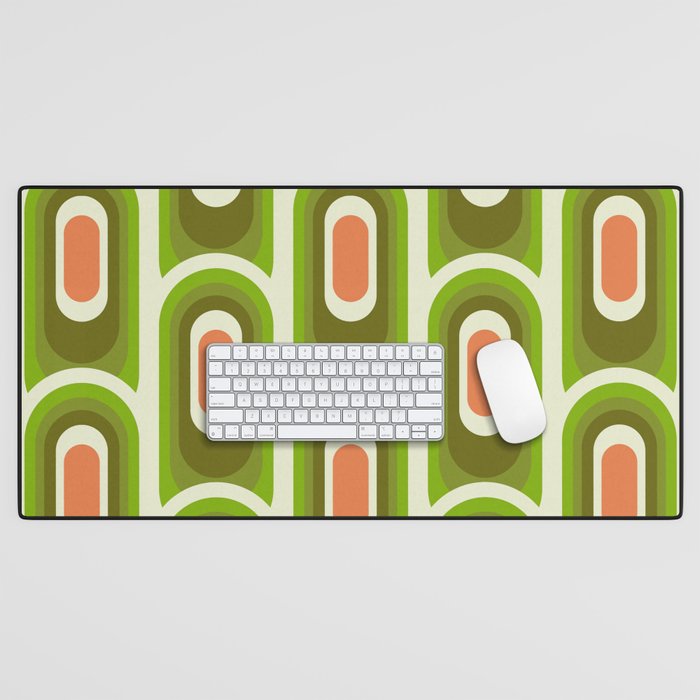 retro aesthetic 60s 70s pattern 45c green Desk Mat Gallery Image 1