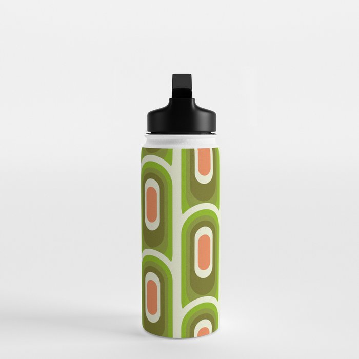 retro aesthetic 60s 70s pattern 45c green Water Bottle Gallery Image 3