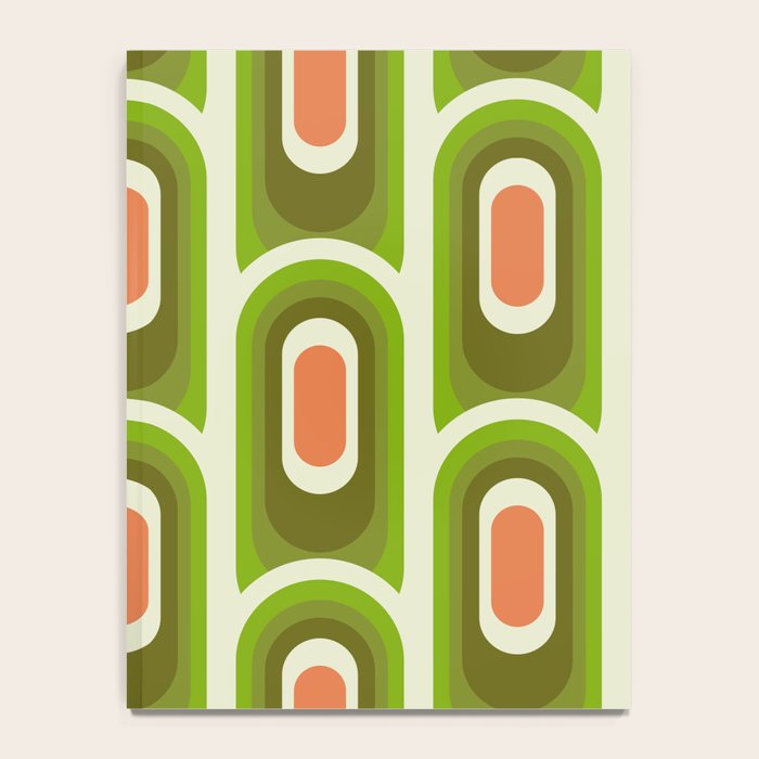retro aesthetic 60s 70s pattern 45c green Notebook Gallery Image 4