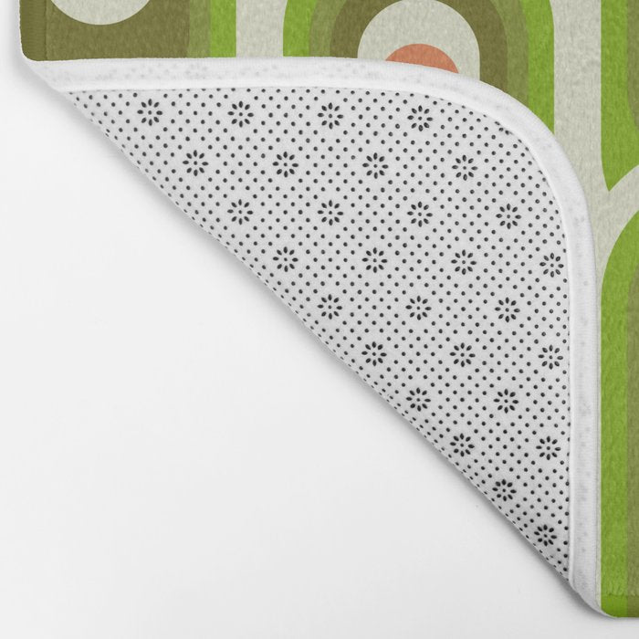 retro aesthetic 60s 70s pattern 45c green Bath Mat Gallery Image 2