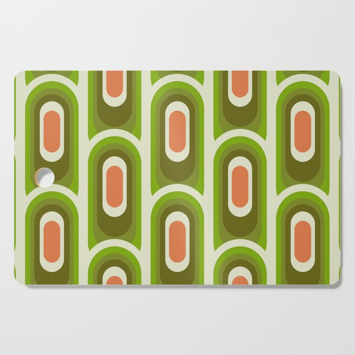 retro aesthetic 60s 70s pattern 45c green Cutting Board Gallery Image 1