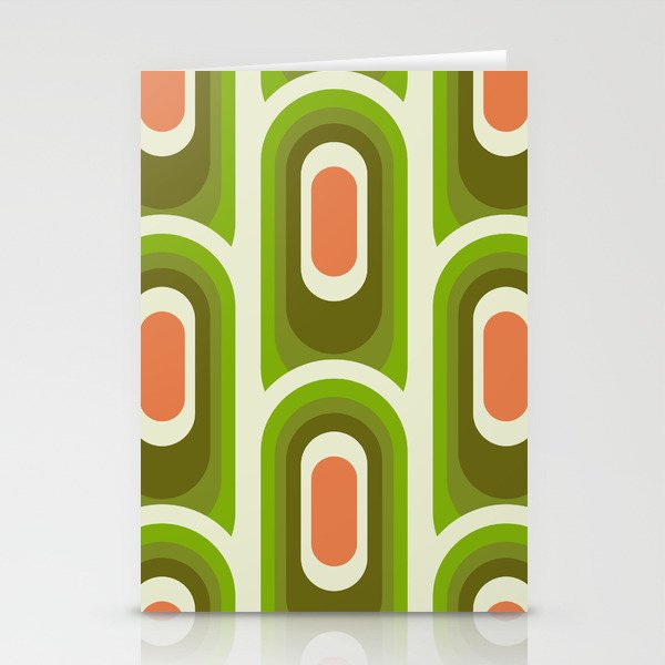 retro aesthetic 60s 70s pattern 45c green Stationery Card Gallery Image 1