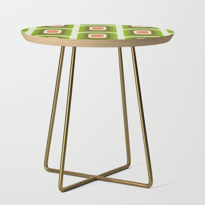 retro aesthetic 60s 70s pattern 45c green Side Table Gallery Image 1
