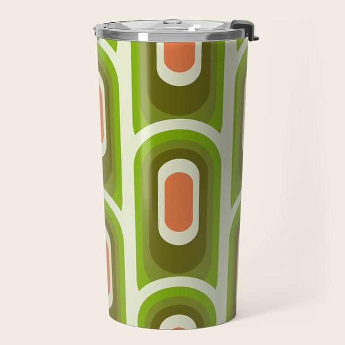 retro aesthetic 60s 70s pattern 45c green Travel Mug Gallery Image 2